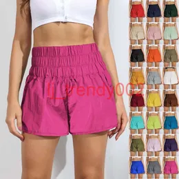 Women Yoga Outfits Short Pants Speed Up High-Rise Lined Short Waist Sports Shorts Womens Set Quick Drying Loose Running Clothes Back Zipper Pocket Fitness luss