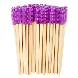 2024 100 pcs Professional Bamboo Handle Disposable Eyelash Brushes Eyebrow Extension Mascara Wands Applicator Women Makeup Tools for Bamboo