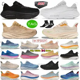 Jeden Clifton 9 Bondi 8 Sneakers Triple Black Shadow Dusk Mleko Mleko jęczmienia Blanc Solar Cream wanilia zmiana pszenicy Sand wanilia astral męskie trenerzy kobiet