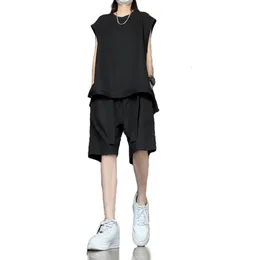 Sommar ärmlös Casual Sports Suit Men T-Shirt Vest Shorts Tvådelar med en uppsättning av högkvalitativ stil stilig slitstorlek M-5XL