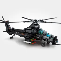 SEMBO 704PCS Militärhelikopter Z-10 Modell Byggnadsblock City Swat Armed Aircraft Gunship Bricks Toys For Boys Birthday Presents