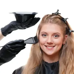 4pcs/set schwarzes Haarfärbungszubehör Kit Haar Malvorlagen Dye Kamm Rühre Pinsel Kunststoff Farbe Mischschale DIY Friseur Styling Tool