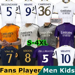 24 25 Bellingham Vini Jr Koszulki piłkarskie Kroos Tchouameni 2024 2025 Mbappe Champion Football Shirt Real Madryt 4th Purple Rodrygo Modric Valverde Camisetas Men