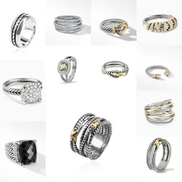 Designerring Twisted Rope Rings Dy Vintage Silver Ring for Women med Diamond Ring Par Designer smycken Förlovningsring 20 Val 6-9 Storlek