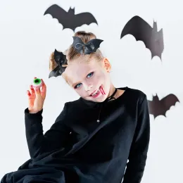 Xugar Bat Hair Clips for Girls PU in pelle Bowknot Hairpins Kids Cosplay Cestay Cesti di copricapo Accessori per capelli Halloween 7.6x12cm