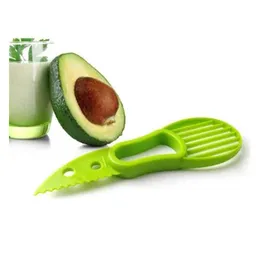 Fruktgrönsaksverktyg 3 i 1 avokado skivare mti-funktionskärare kniv plastskalare separator shea corer smör gadgets kök för dhxiu