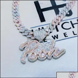 Подвесные ожерелья Hip Hop Iced Out Jewelry Cuban Link Алмазное письмо на заказ ожерелье Женщины бросают доставку 2021 Подвесные ожерелья Pend OT 316c