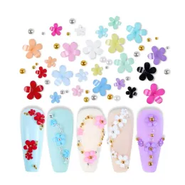 200 pezzi di nail art floreali di dimensioni miste Rhinestones colorato fiore acrilico 3d giacconi per perle d'argento oro Accessori per chiodi Accessori