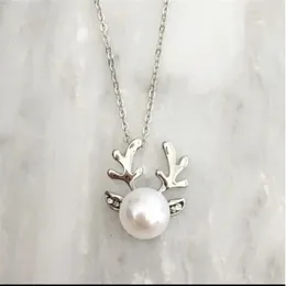 Collane a ciondolo Fashion Cine Redeer Pearl Chain Neck Deer Stag Christmas Present Decoration Wholesale Wholesale