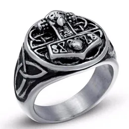 Whole Sale2018 Bague di gioielli di moda Simbolo di Odin Symbol of Norse Viking Hammer Ring Biker Acciaio in acciaio inossidabile per uomini 6C0274 276D