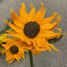 Dekoracyjne kwiaty Nauczyciela Mother's Day's Day wełna wełnianie słonecznika ręcznie robione bukiet gotowe filcowe kwiaty prezenty ślubne wystrój domu
