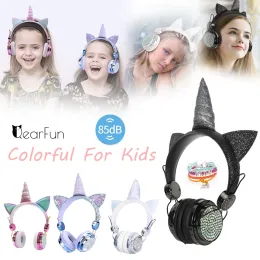 Cute Unicorn Headphones 3D Stereo Music Kids Headphones With Microphone Girls Cell Phone Children's Wired Headset Gamer Gift