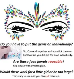 Crystal Tattoos Festival Face Jewels Rhinestones Gems Stickers Body Temporary Tattoos Eyes Stones Mermaid for Rave Party Face