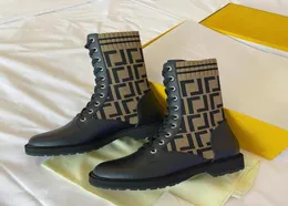 FF Алфавитные ботинки на лодыжках модные сексуальные вязаные эластичные носки дизайнер обувь Laceup Подличная кожаная леди письма женщин Martin Boot 4335723