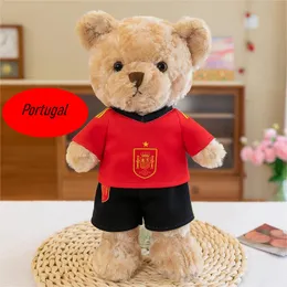 Qatar World Cup Football Peripheral Bear Plush Toys 2024 Euro Fans Peripheral Gifts Teddy Bears Brazil Team Cheering Dolls