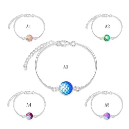 New Mermaid shining Fish scale Charm bracelets For women Healing stone Gold Silver chains bracelets Fashion Jewelry in Bulk ZZ