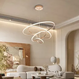 Neo Gleam Gold/Chrome Plated Modern LED Pendant Lights For Living Room Dining Kitchen Room Circel Rings Hanging Pendant Lamp