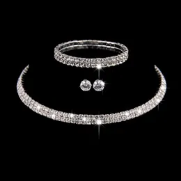 Luxus dreiteilige Sets Brautschmuck Choker Halskette Ohrringe Armband Hochzeit Schmuck Accessoires Modestil Engagement Party Hot 246e