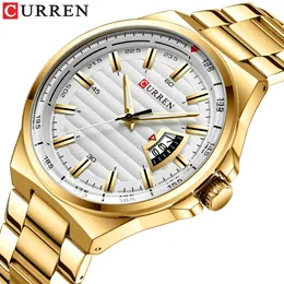 Mann Marke Luxury Watch Gold White Top Brand Curren Uhren Edelstahl Quarz Armbanduhr Auto Date Uhr Männliche Relogio 240522