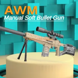 AWM Soft Bullets Toy Gun Manual Shell изгнанную пусковую установку на открытом воздухе CS Pubg Game Prop Poam Dart Look Real Moive Prop Коллекция
