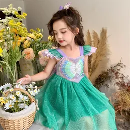 الأميرة زي فتاة ليتل حورية البحر زي كرنفال هالوين الكرة فستان الرحازية هدية عيد ميلاد الطفل 240522