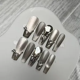 FORPEGLIO DEL PAZIONE 10 pezzi Premere su Nails Coffin Luxury Diamond Testa francese Copertura Full Ogda Sense Forniture