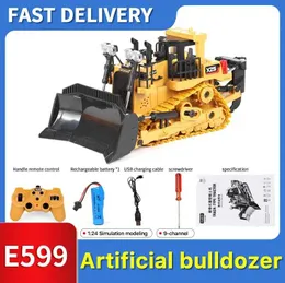 Diecast Model Cars Carrinho Control Remote 2.4G Wireless 9-Channel Remote Control Bulldozer Alloy Toy Car Track Project Excavator Lightweight Gift S545210