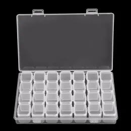 28 Cells Adjustable Plastic Storage Box with Label Sticker For Jewelry Nail Art Diamond Painting Accessories Container boxes