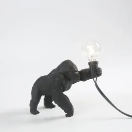 Artigianato creativo gorilla da tavolo lampada lampada lampada king kong gorilla animale tavolo leggera arredamento interno in resina piccole luci notturne