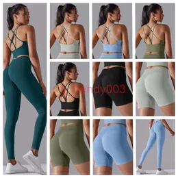 Women Yoga Outfits Wrinkle Summer Elastic Adult Gym Pants Sportswear Seamless solid color cross back sports bra vest yoga suit set running and fitness Leggings zb