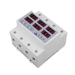 DIN RAIL 3 Phasenspannungsrelais 3p+N Voltmeter -Amperemeter über und unter Spannungsmonitor -Relais -Protektor -Einstellung Stromüberspannung