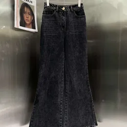 Vestidos casuais básicos 24sss com cintura alta de largura de perna larga Versão alargada jeans lavados para lavagem da moda