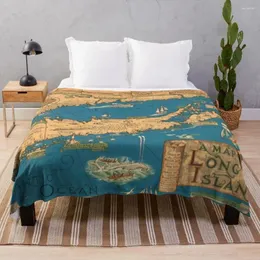 Coperte 1953 Long Island Map - Idea regalo Speciale Throw Coppate Turista di lusso Flanes per bambini