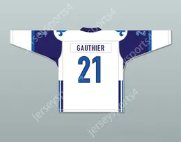 カスタムローマゴーティエ21 Le National de Quebec Away Hockey Jersey-LanceET Compte（彼は撮影、スコアを獲得）