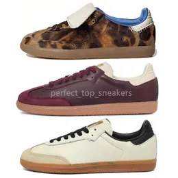 Casual Wales Bonner Vintage Spezl Trainer Sneakers Leopard Shoes Purple Red White Handball Fashionable Classic Men Women utomhus Flat Sports Sneakers Storlek 36-45