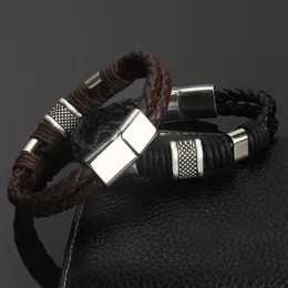 Bracciale in pelle genuina vintage per uomo bracciale tessuto a mano Braccialette magnetico Bracciale Homme a mano Accessori NOVITÀ