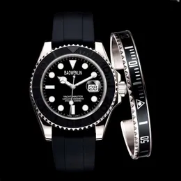Beobachten Sie YM 42 mm Gummigürtel Widerstand Diving Crime Dial 2813 Nautische Stil Automatische Luxus Uhren Männer Armbanduhren vereisert Montre d 186x
