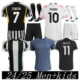 24/25 VLAHOVIC SOCCER JERSEYS JUVE FOTBALL SHIRTS FANS SPELARE VERSION MENS KIDS SITS POGBA MAGLIA DI MARIA BONUCCI KEAN 2024 2025 Hem Away 3rd 666