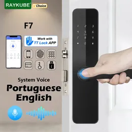 Raykube F7 Akıllı Parmak İzi Kilidi Elektrikli Kapı Kilidi Daha Uzun Saplı Panel ve Ayna Tasarım Uygulaması Uzaktan Kumanda 240510