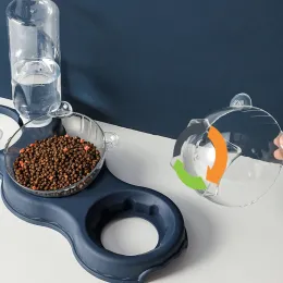 Pet Cat Bowl Automático alimentador 3 em 1 Tigela de comida de cachorro com fonte de água Bigela dupla bebedora