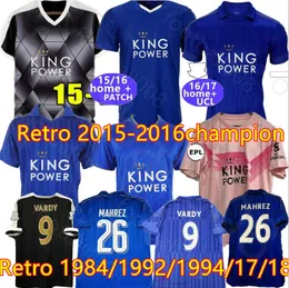 2015 2016 Leicester Retro Futbol Forması Şampiyonu Kazanan Vardy Mahrez Kante Okazaki Klasik Mavididi Winks Mahrez Vintage Futbol Gömlekleri 17 18 18 19 17 18 194 92 94