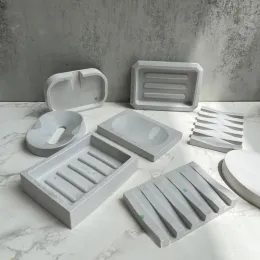 Handmade Soap Storage Tray Concrete Silicone Molds Square Soap Dish Plate Resin Epoxy Moulds Cement Plaster Soap Box Holder Mold