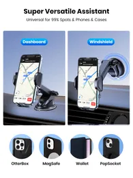 Topk Car Phone Holder Mount Cell Phone Mount for Car Dashboard Windscreen for Universal Cars 360