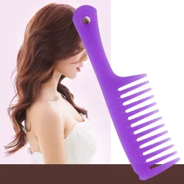 Antistatiska stora breda tandkammar frisörskam Kammare som hänger hål HANDLE GRIP Curly Hair Hairbrush Beauty Hair Combs