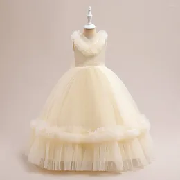 Girl Dresses Champagne Long Bridesmaid Prom Kids for Girls Children Princess Party Wedding Dress 8-12 anni