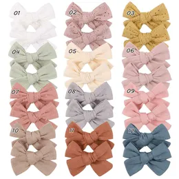 2Pcs/lot 12Colors 3.2Inch Cotton Bows Bowknot With For Girls Clips Cute Barrettes Headwear Kids Hair Accessories