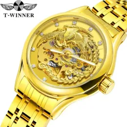 Vinnare A3 Kvinnor Automatiska mekaniska klockor armbandsur Ladies Watch Waterproof Senhoras Assistir Phoenix Gold Clock