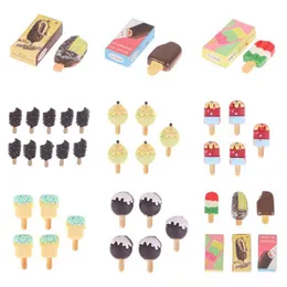 Kitchens Play Food 1-5 pieces of 1 12 doll house mini chocolate ice cream sticks and popular food modules d240527