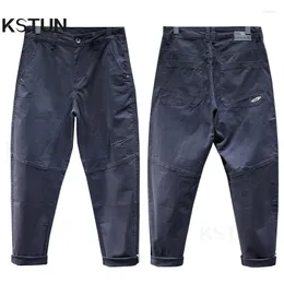 Men's Pants Men Baggy Loose Fit Harem Stretch Patchwork Navy Blue Casual Trousrs Trendy Fashion Pockets High Quality Brand