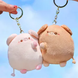 A Pair Plush Magnetic Couple Pig Keychain Cute Pink Brown Piggy Plush Keychains Cartoon Plush Pendant Bag Phone Strap